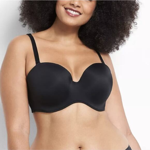 Like New! Cacique Black Smooth Boost Strapless Multiway Bra 44D - Picture 1 of 13